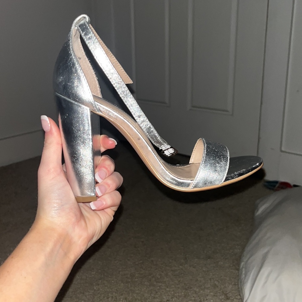 Steve Madden Carson Block Heels Silver - image 4